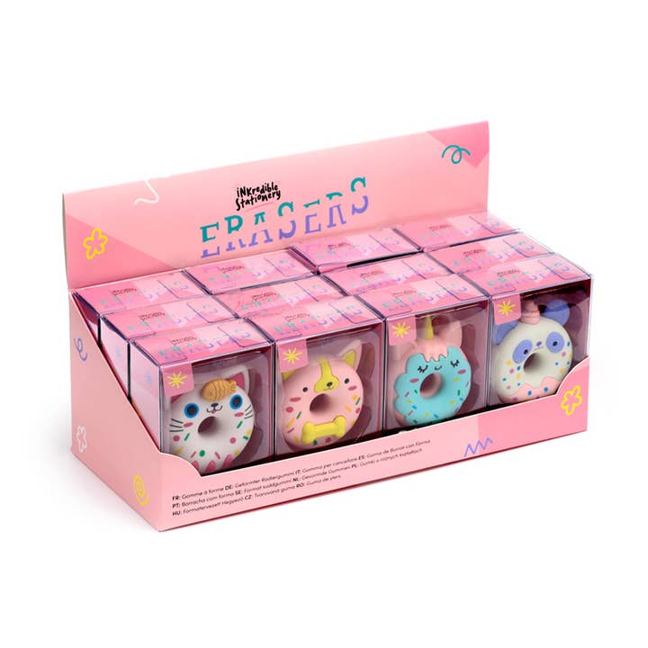 Unicorn Donut Eraser in a Mini Box for wholesale by Puckator Ltd