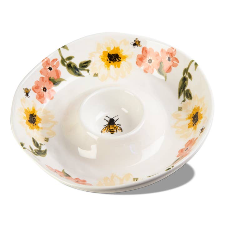 Bee Floral Chip And Dip Multi Earthenware Summer for wholesale by tag