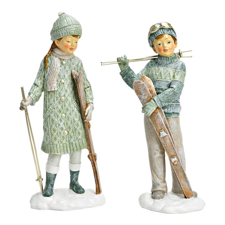 Child with skis made of poly, 2-fold, green (W/H/D) 10x22x6cm for wholesale by Wurm