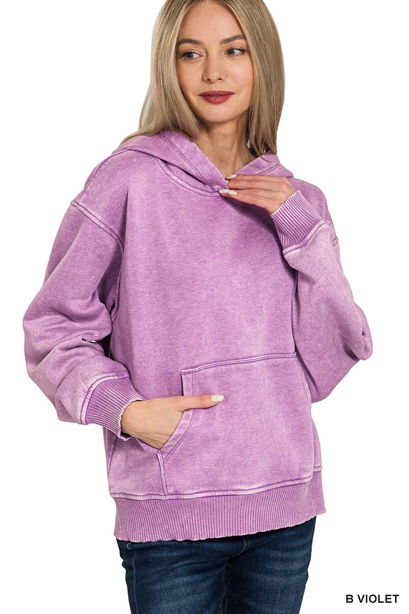 42POPS - Wholesale Hoodie – Women's - ',,,.._ Fleece Acid Wash Kangaroo Pocket Hoodie8