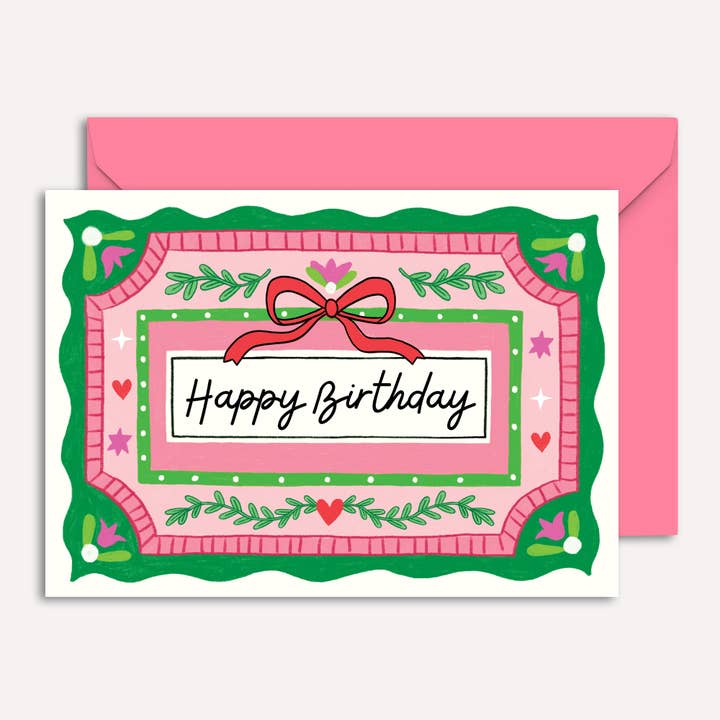 Birthday Card | Cute Pink Bows | Birthday Cards for Girls for wholesale by Natalie Lea Owen