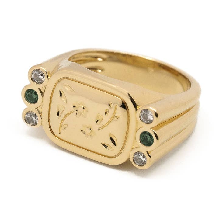 Anello da uomo Claude Cristallo e Smeraldo per la vendita all'ingrosso da parte di Sentiments bijoux