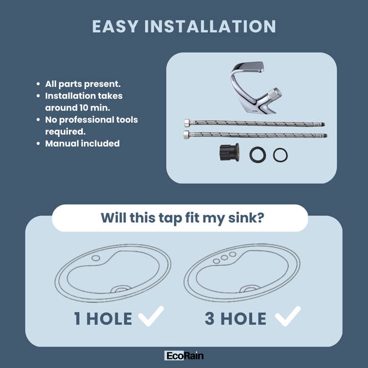 EcoRain - Vente Crochets muraux - Robinet de lavabo EcoRain Tom avec effet cascade - Noir3