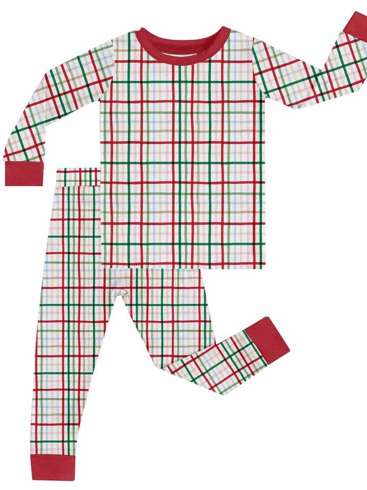Festive Plaid - LS/Pants Toddler Pajamas for wholesale by Goosies