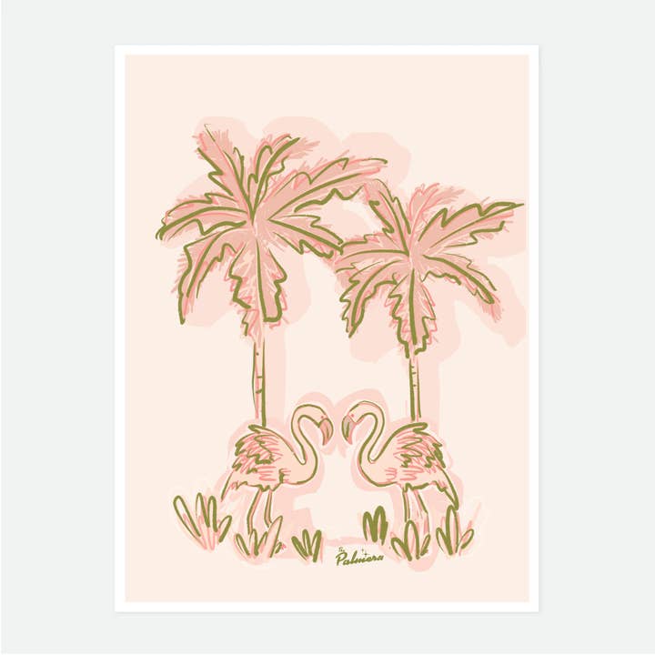 Flamingo Love / Vintage Art Print for wholesale by The Palmera Design Studio