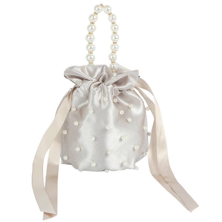 Oblige by G - Wholesale Clutch Bag - Women's - Pearl Satin Drawstring Pouch Bag GMS-00796