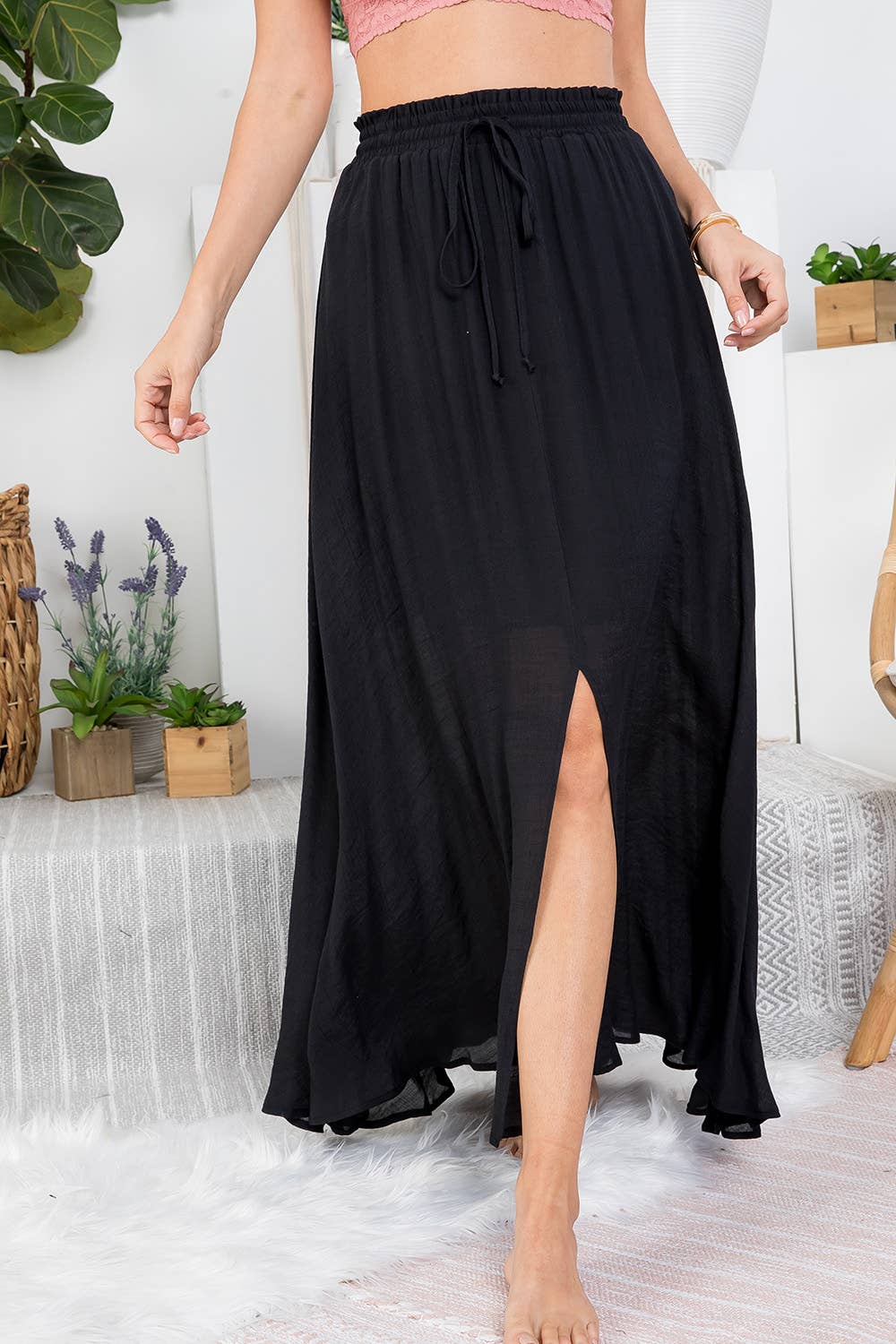 Sweet Lovely by Jen - Wholesale Skirt - Women's - SOLID FLOWY MAXI SKIRT 28