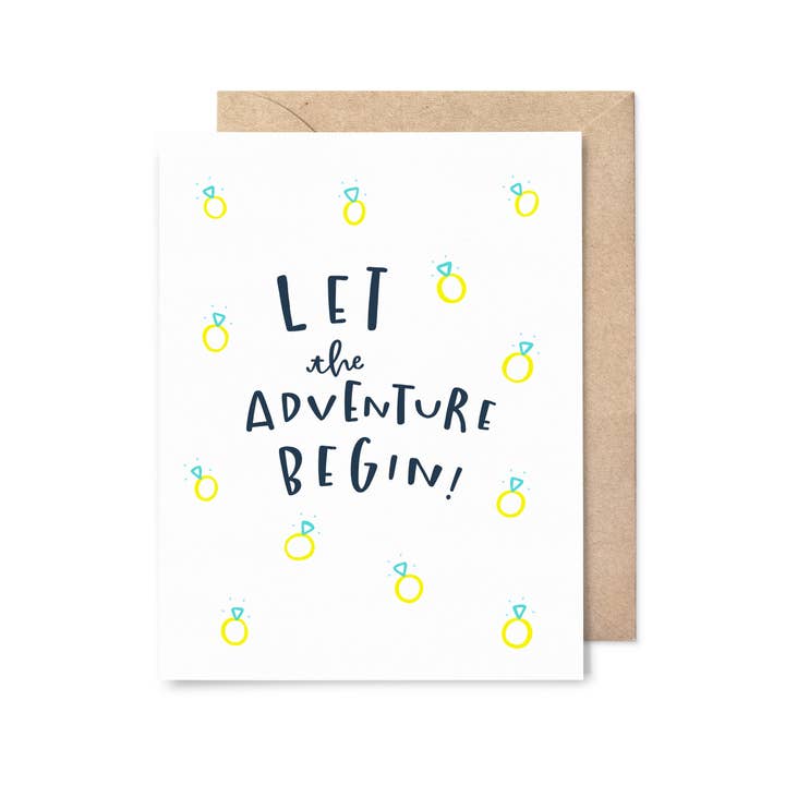 Let the Adventure Begin Wedding Card for wholesale by Pinwheel Print Shop