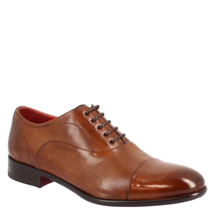 Men's lace-up shoes handmade in brandy leather for wholesale by The Royale Leather