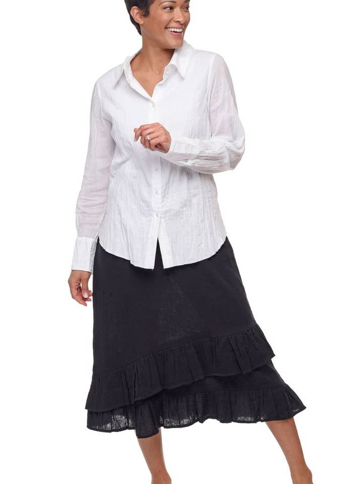 CV1087 Gretchen Camisa Abotonada en Blanco para venta al por mayor de Tulip Clothing