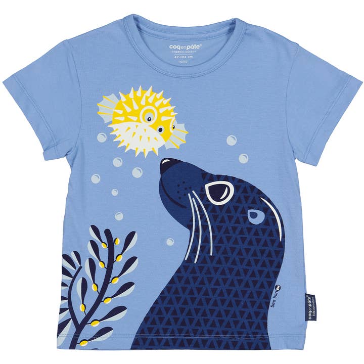 Kurzärmliges Bio-T-Shirt für Kinder, Otarie für den Großhandel von Coq En Pate