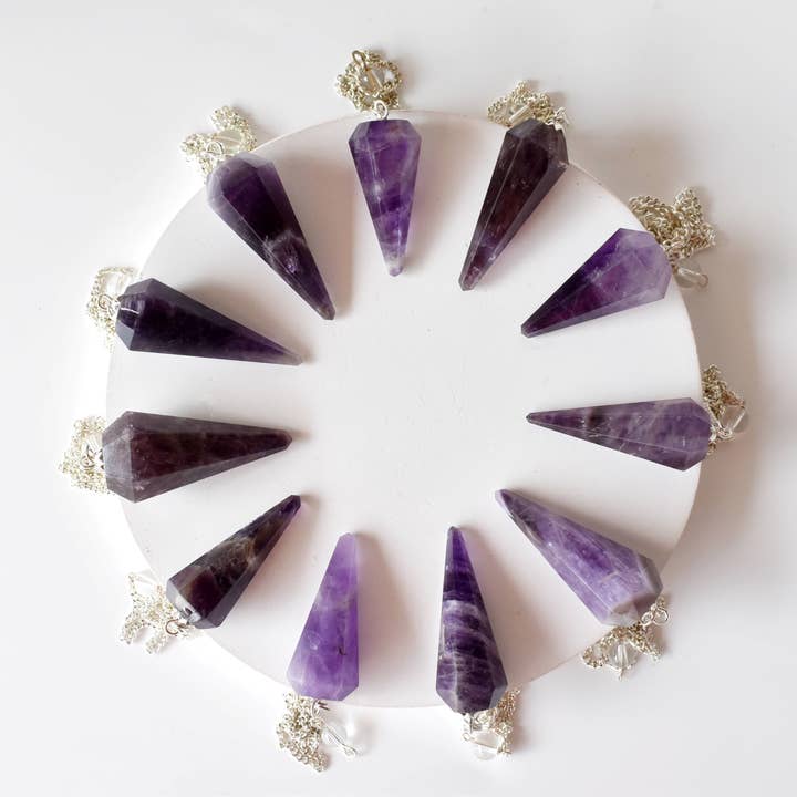 Soothing Crystals - Wholesale Spiritual Stone/Crystal - Dowsing Pendulum | Amethyst | Faceted Crystal Pendulum7
