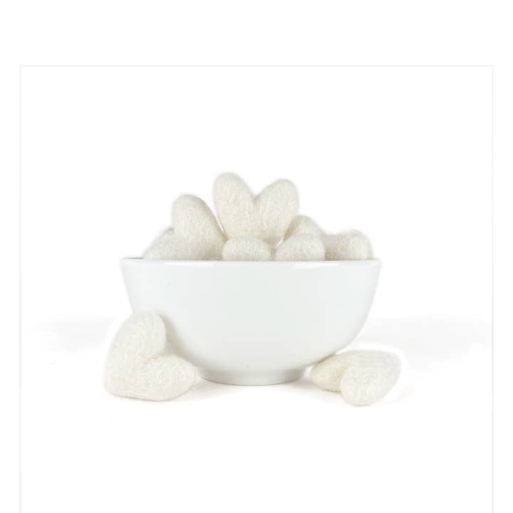 White Hearts- Set of 20 for wholesale by Sheep Farm Felt