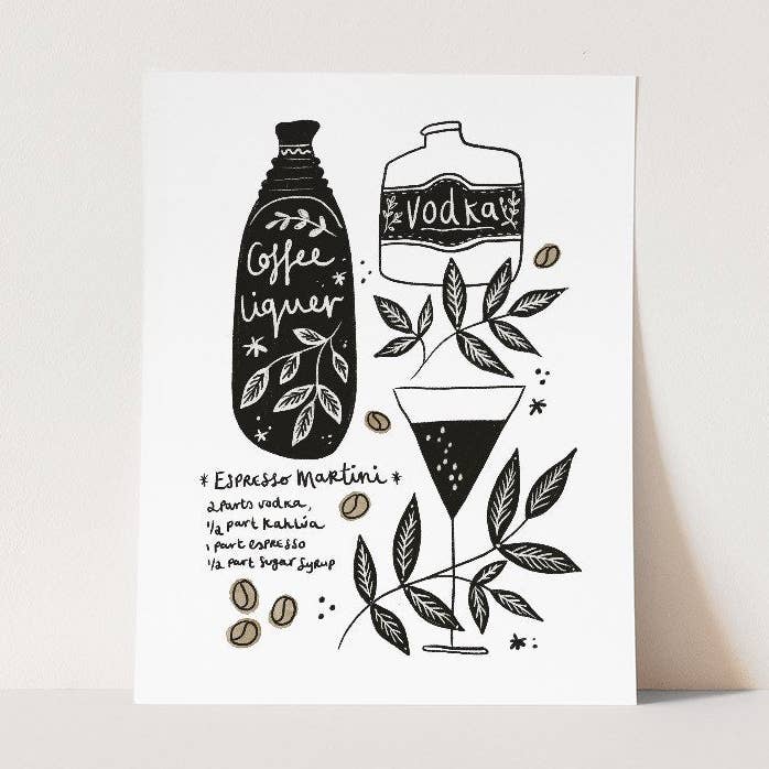 Espresso Martini Print - A4 for wholesale by Juniper Press