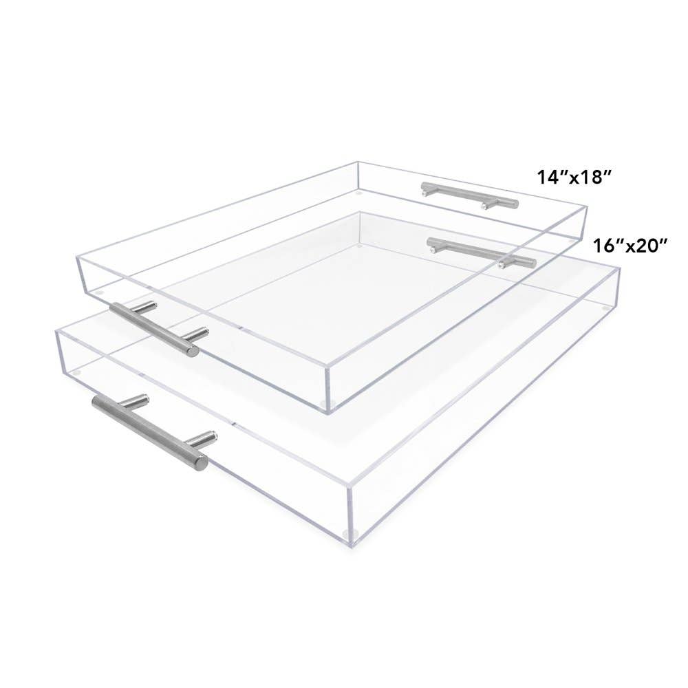 Isaac Jacobs International - Wholesale Serving Tray - Isaac Jacobs Clear Acrylic Serving Tray with Metal Handles43
