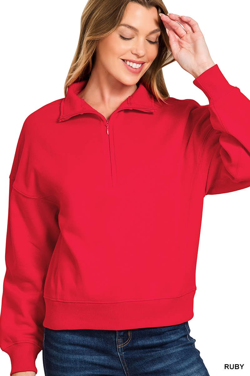 42POPS - Wholesale Sweatshirt - Dames - .0913 Fleece Hoge Hals Half Zip Sweatshirts SI-287425