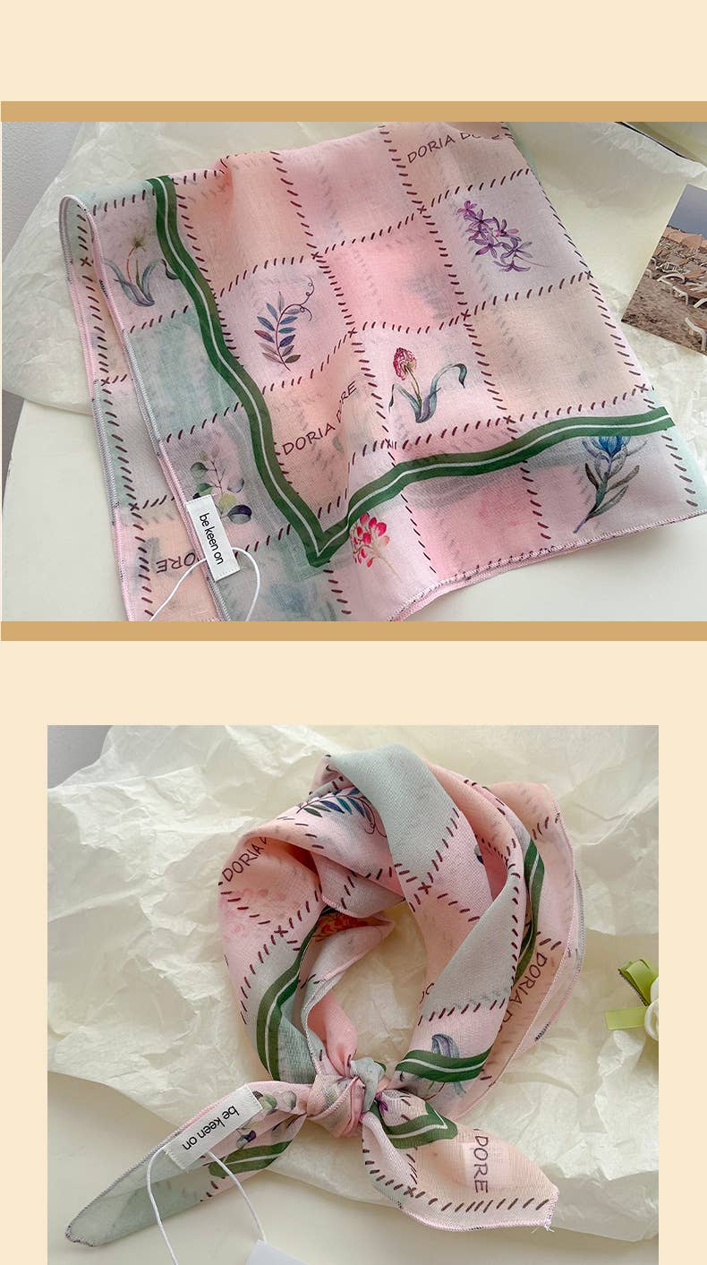 MKS America - Wholesale Bandana - Women's - pink fairy tale Floral Bandana Square scarf11