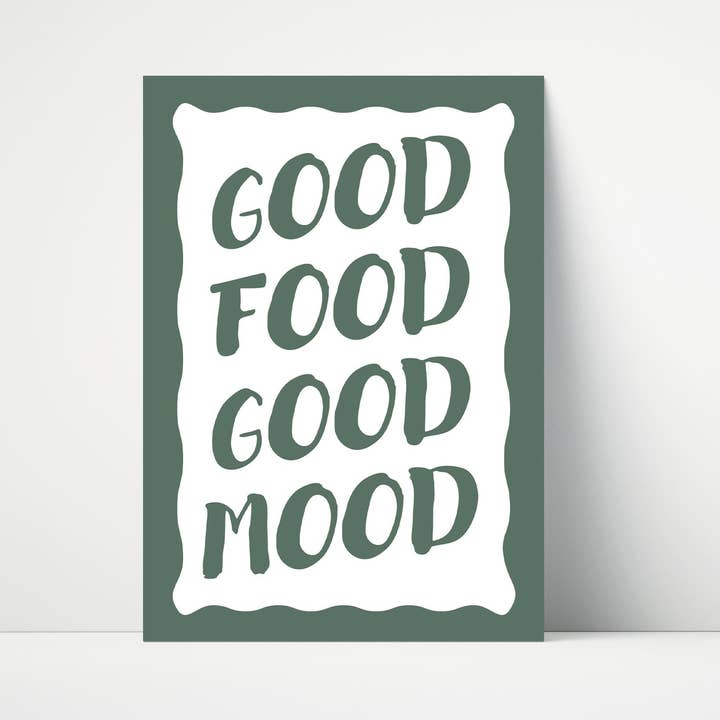 Good Food Good Mood Kitchen Wall Art Print for wholesale by Print Twenty Two
