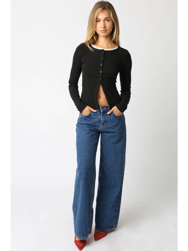 Olivaceous - Wholesale Button Down Shirt - Women's - Saige Button Top8