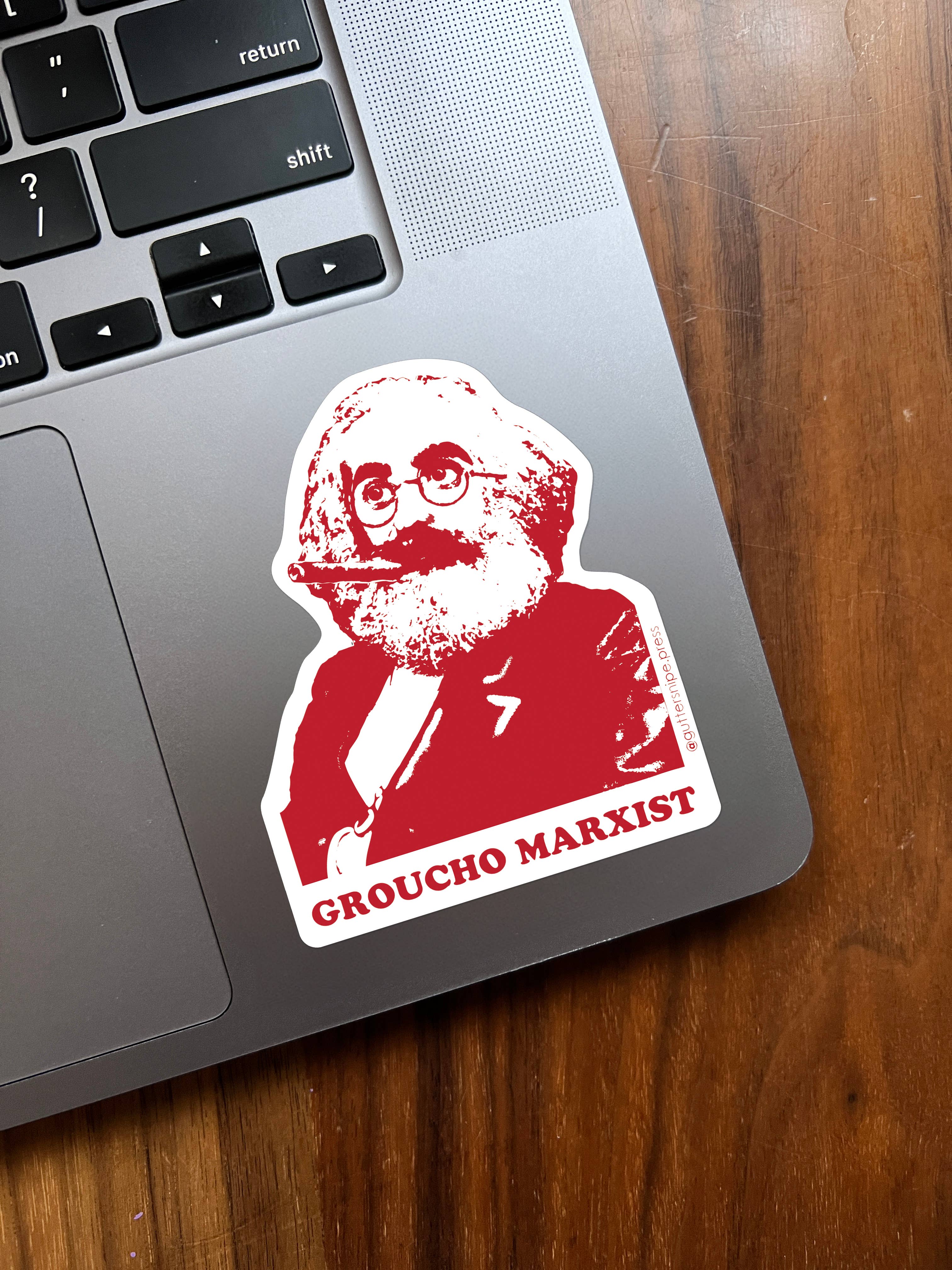 Guttersnipe Press Greetings - Wholesale Sticker - Groucho Marxist Sticker2