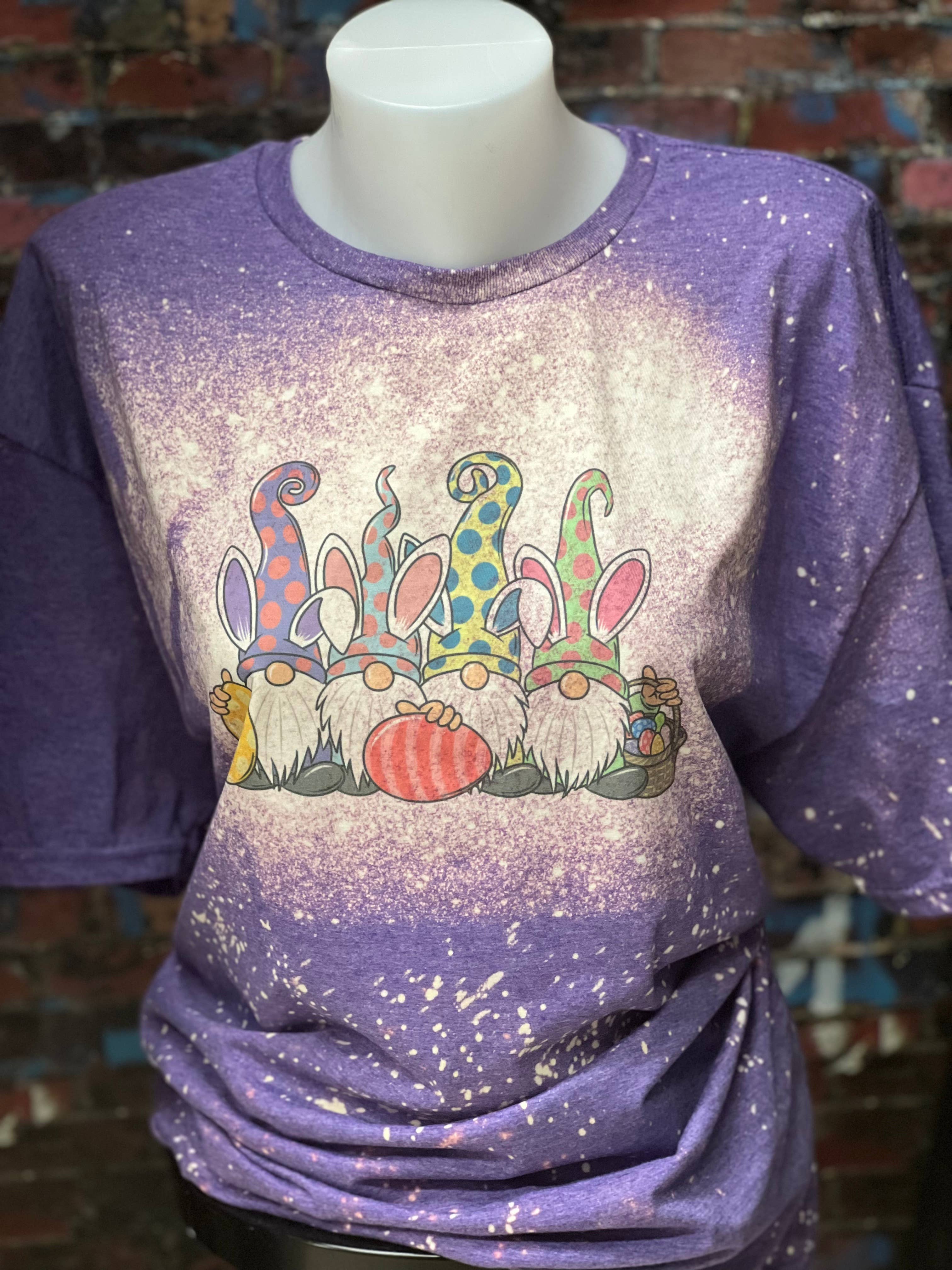 99designz - Venta al por mayor Camiseta serigrafiada - Mujer - Camiseta blanqueada de gnomos de Pascua