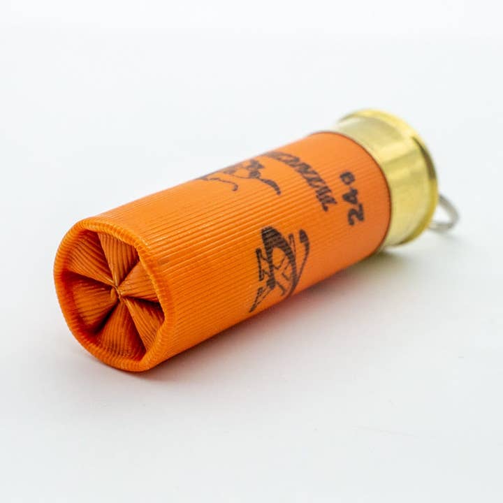 12/70 caliber shotshell sleutelhanger | oranje voor wholesale door Copper and Brass