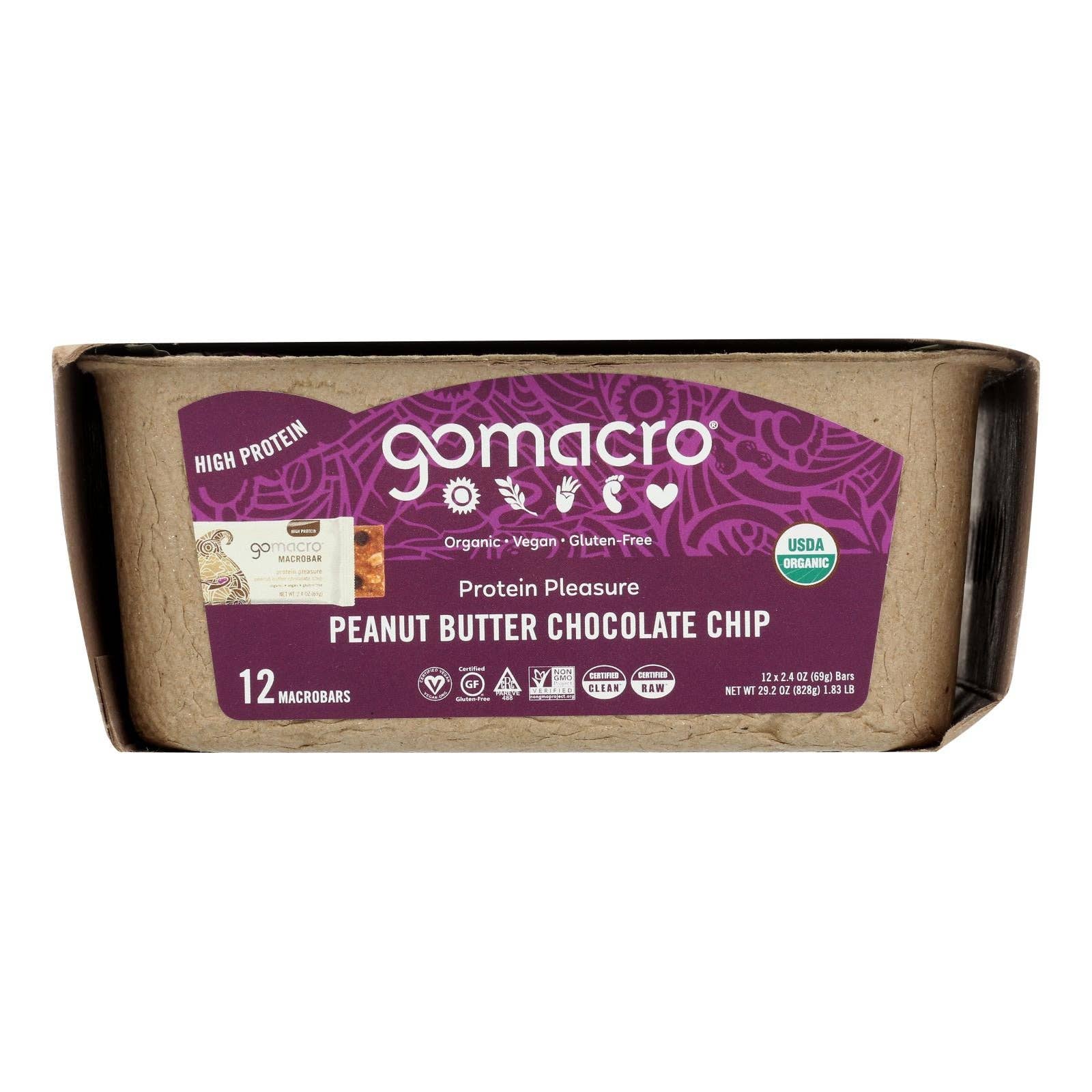 Ware Spark - Wholesale Snack Bar - Gomacro Organic Macrobar - Peanut Butter Chocolate Chip - 2.5 Oz Bars - Case Of 120