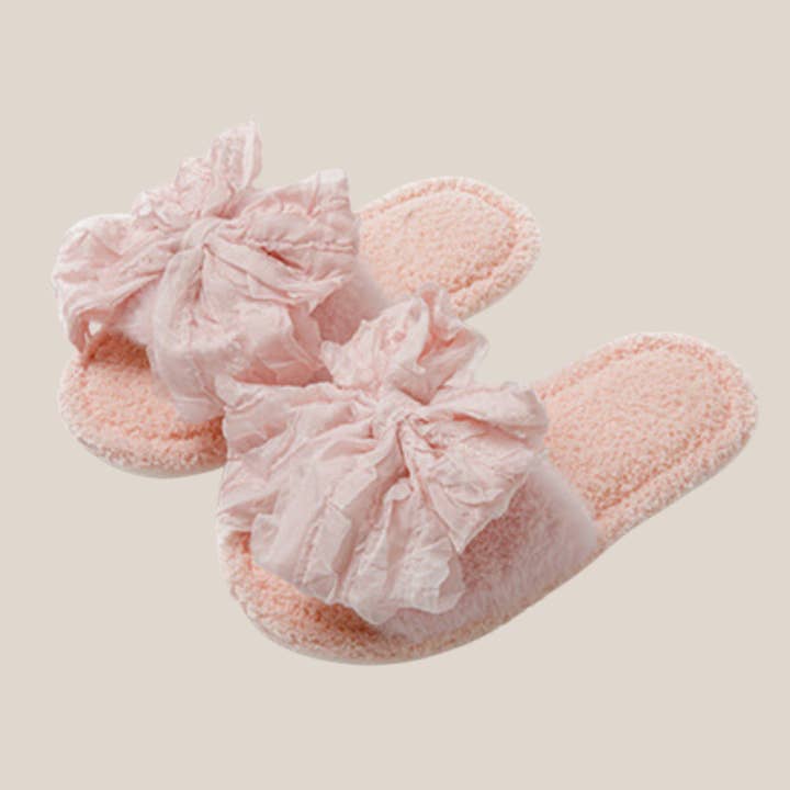 Chaussons Terry Bow pour femmes – Chaussures douces pour maison d'hôtes de mariage pour la vente par DrifWoo