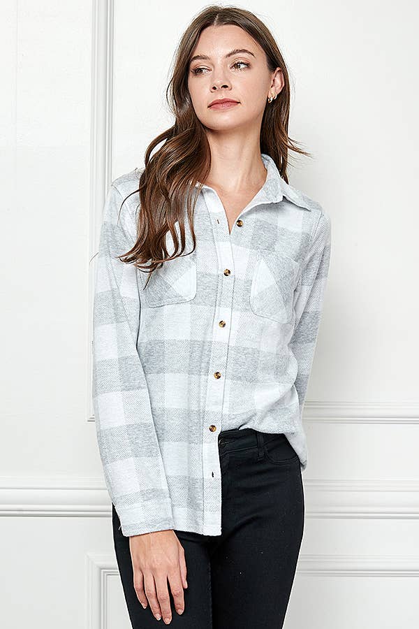 Veracci - Wholesale Button Down Shirt - Women's - Stretch button Up Women Plaid Sweater Shirt27
