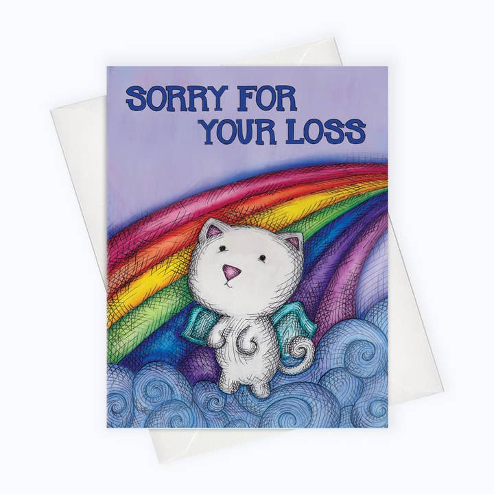 SYMPATHY CAT CARD | Pet Loss Card | Rainbow Cat Card voor wholesale door About A Cloud Stationery & Gifts