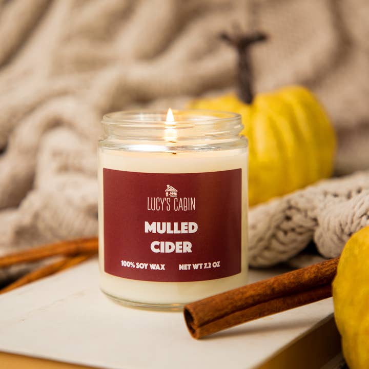 Mulled Cider Soy Candle - 7.2 ounce for wholesale by Lucy's Cabin