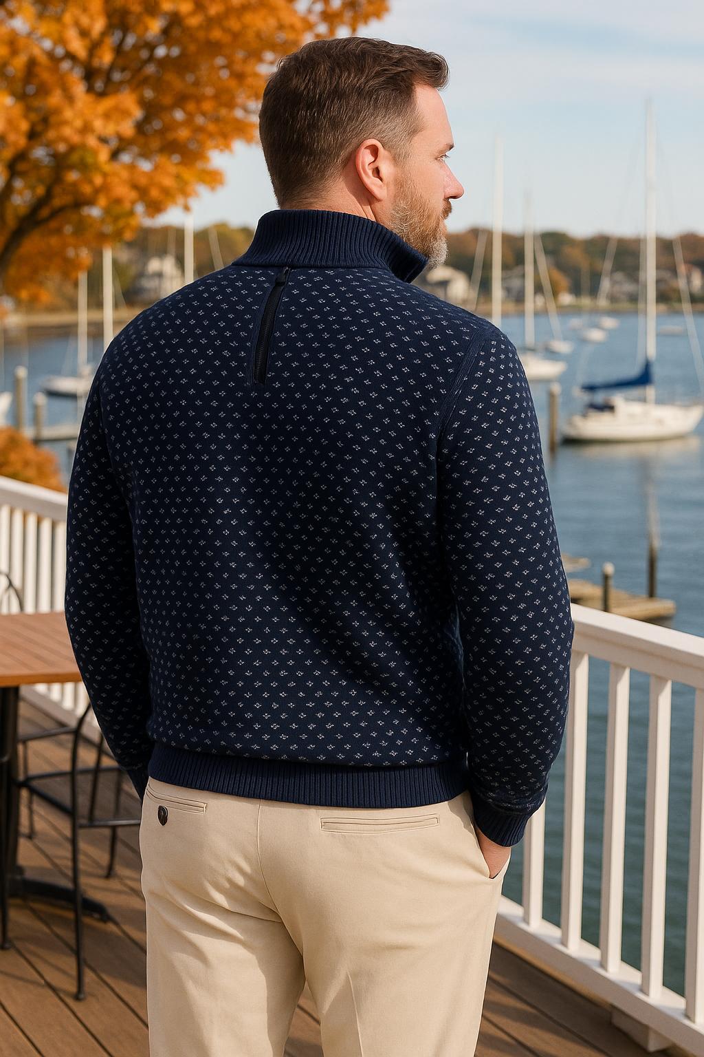 1/4 Zip Sweater Navy Birdseye for wholesale on Faire5