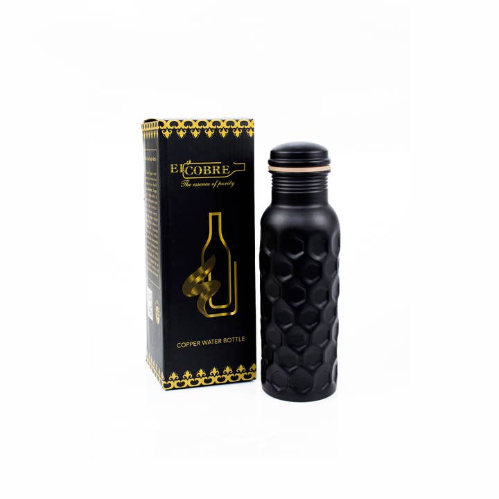 El'Cobre - Wholesale Water Bottle - Black Diamond Hammered Copper Water Bottle - 700ML