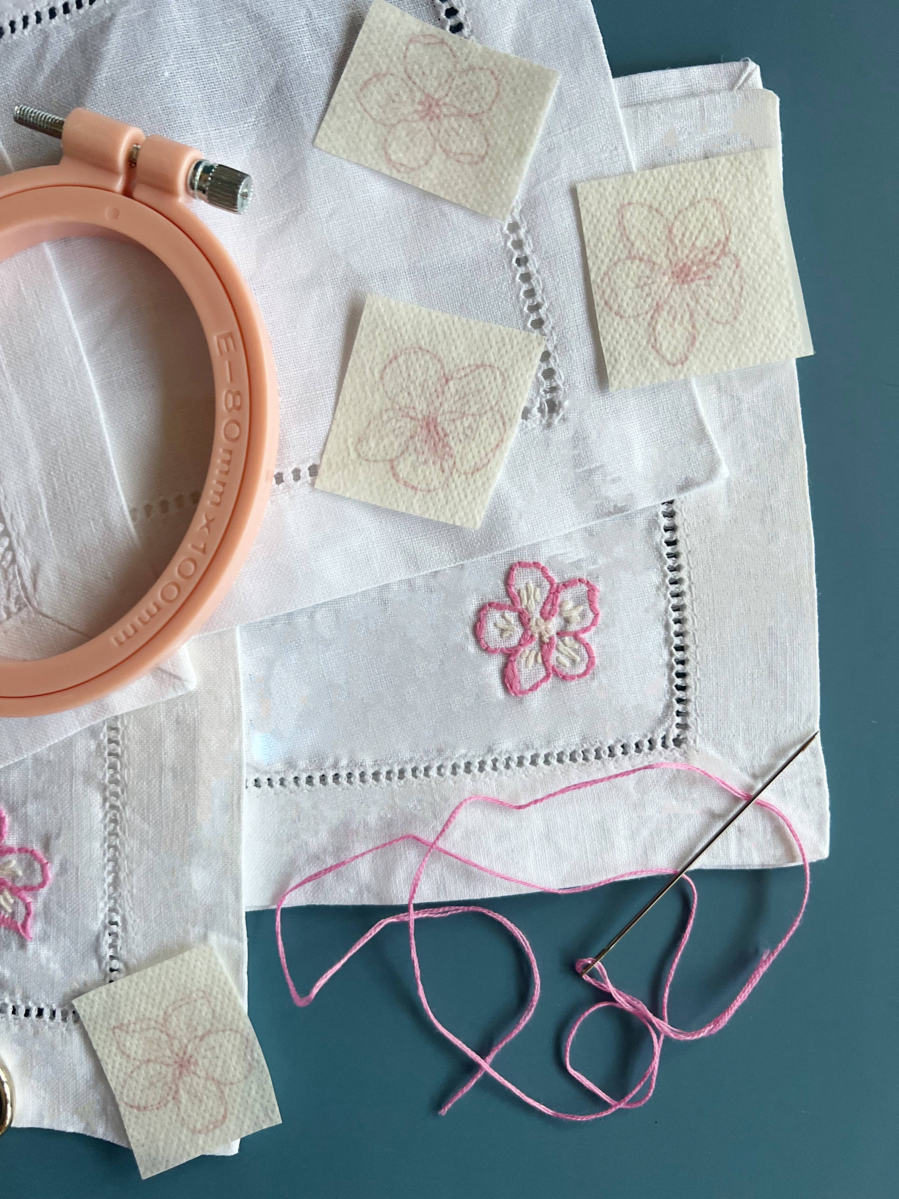 Cate Paper Co. - Wholesale Embroidery/Cross Stitch Supplies - Cherry Blossom Napkins Embroidery Kit3