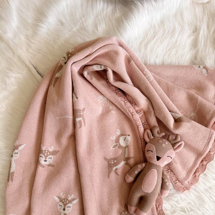 Fawn organic cotton knit Baby Blanket for wholesale by Darzzi