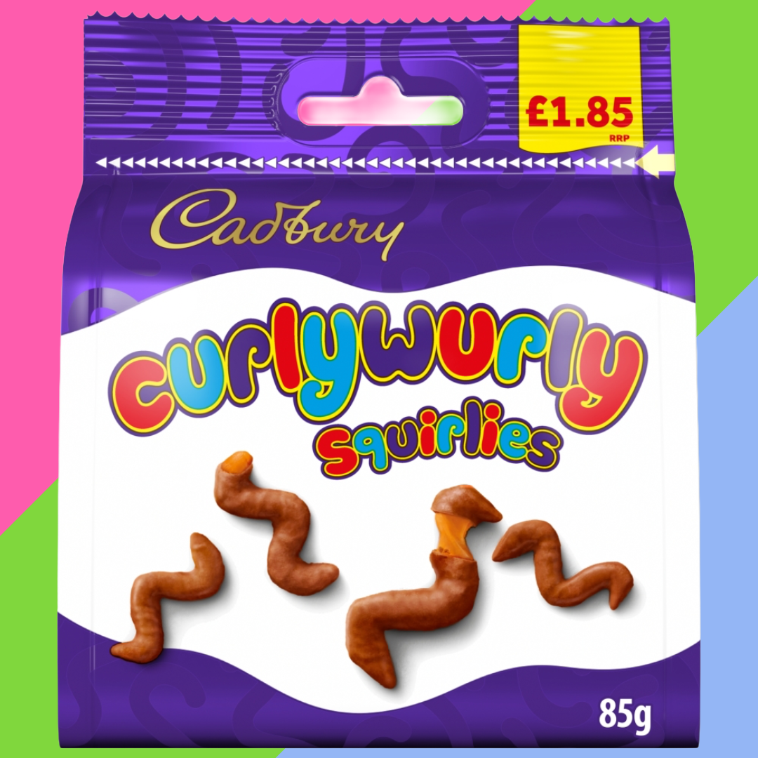 Gaffney's Sweets & Treats Wholesale - Vendita all'ingrosso Cioccolato - Busta di cioccolato Cadbury CurlyWurly Squirlies 10x85g Buste £1,851