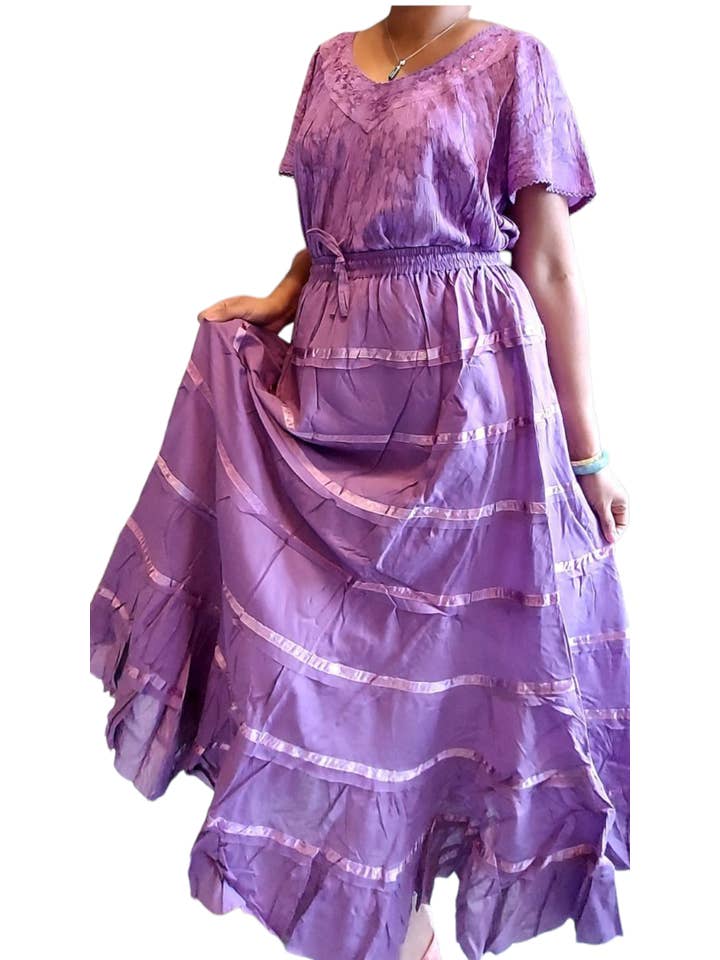 India Batik - Wholesale Skirt - Women's - Long Tiered Cootton Skirt7