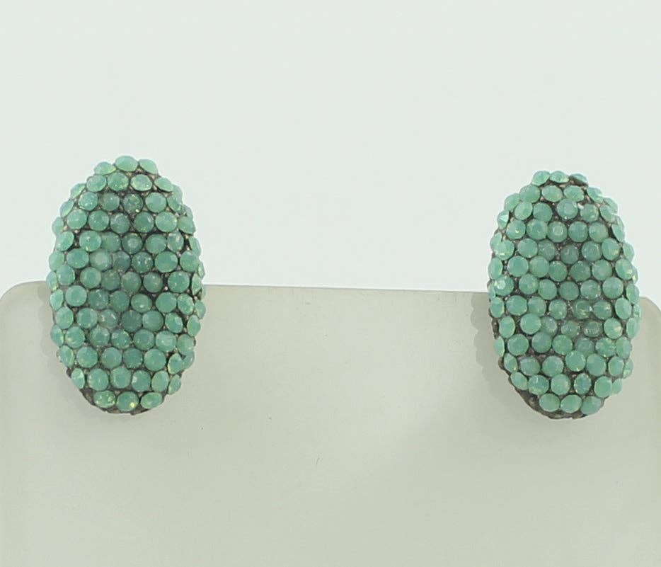 Green Crystal Accent Oval Stud Earrings E1844 for wholesale on Faire0