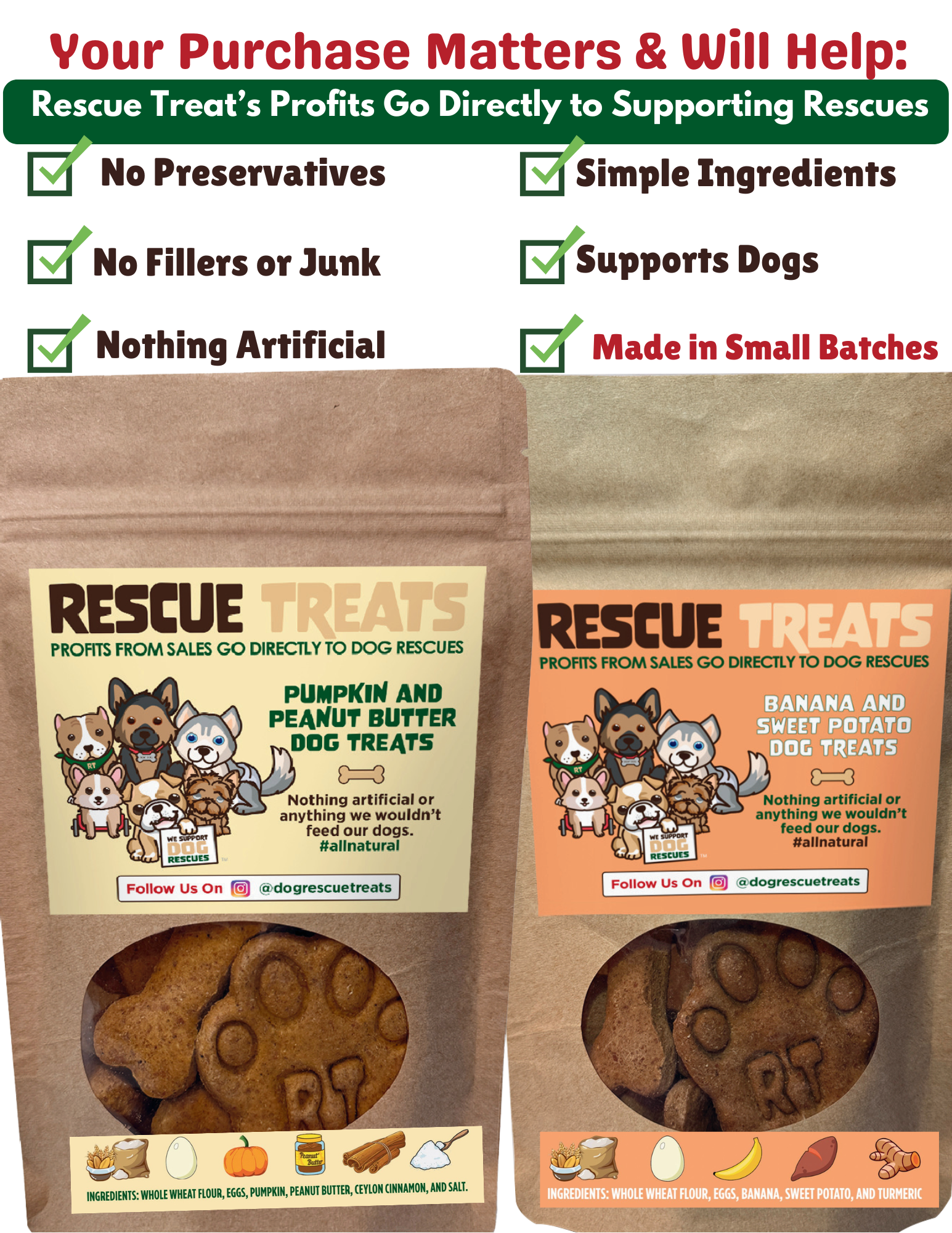 Rescue Treats - Wholesale Pet Treats - Dog - Rescue Treats Pumpkin & Peanut Butter Dog Treats Mini-Bag4