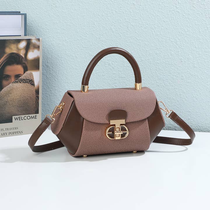 Bolsa Léa Gallantry com design estruturado em couro sintético e tecido texturizado por atacado de Gallantry