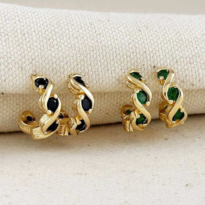 18k Gold Filled Colored CZ Infinity C-Hoop Earrings for wholesale by GoldFi