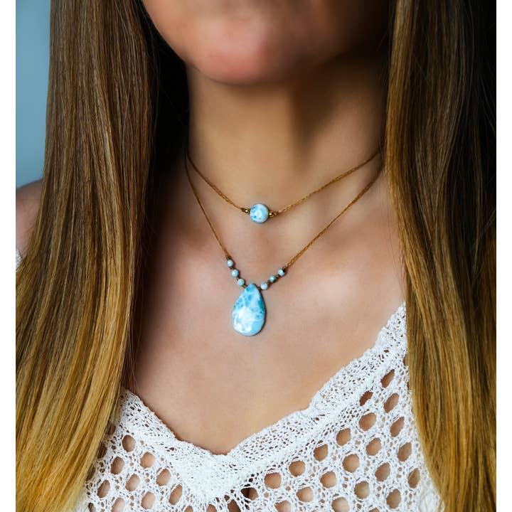 Jasmine Sol Jewelry - Wholesale Choker/Collar - Handmade Larimar Coin Boho Choker Necklace3