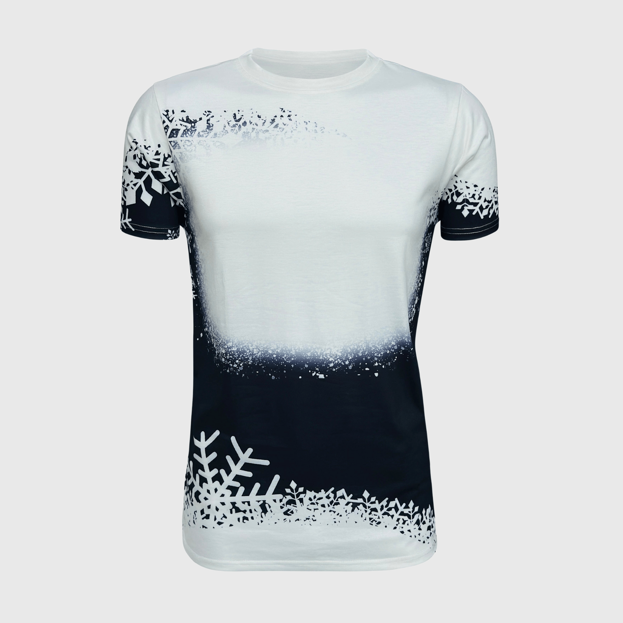 ILTEX Apparel - Wholesale Sublimation Blank T-Shirt - Women's - Snowflakes Black White Blank Faux Bleached Top1