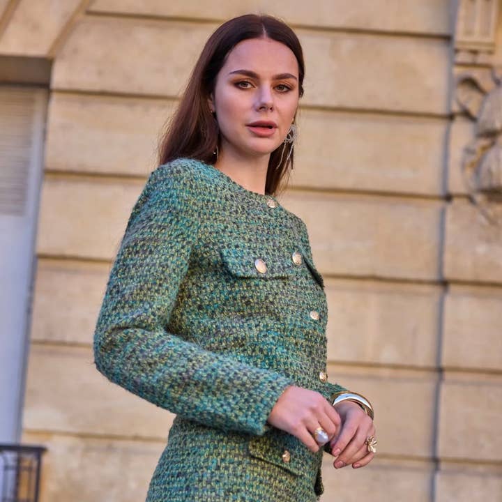 Tweed jacket with gold buttons - 2570 and other Purchase Wholesale tweedehands textiel. Free Returns & Net 60 Terms on Faire trending on Faire.