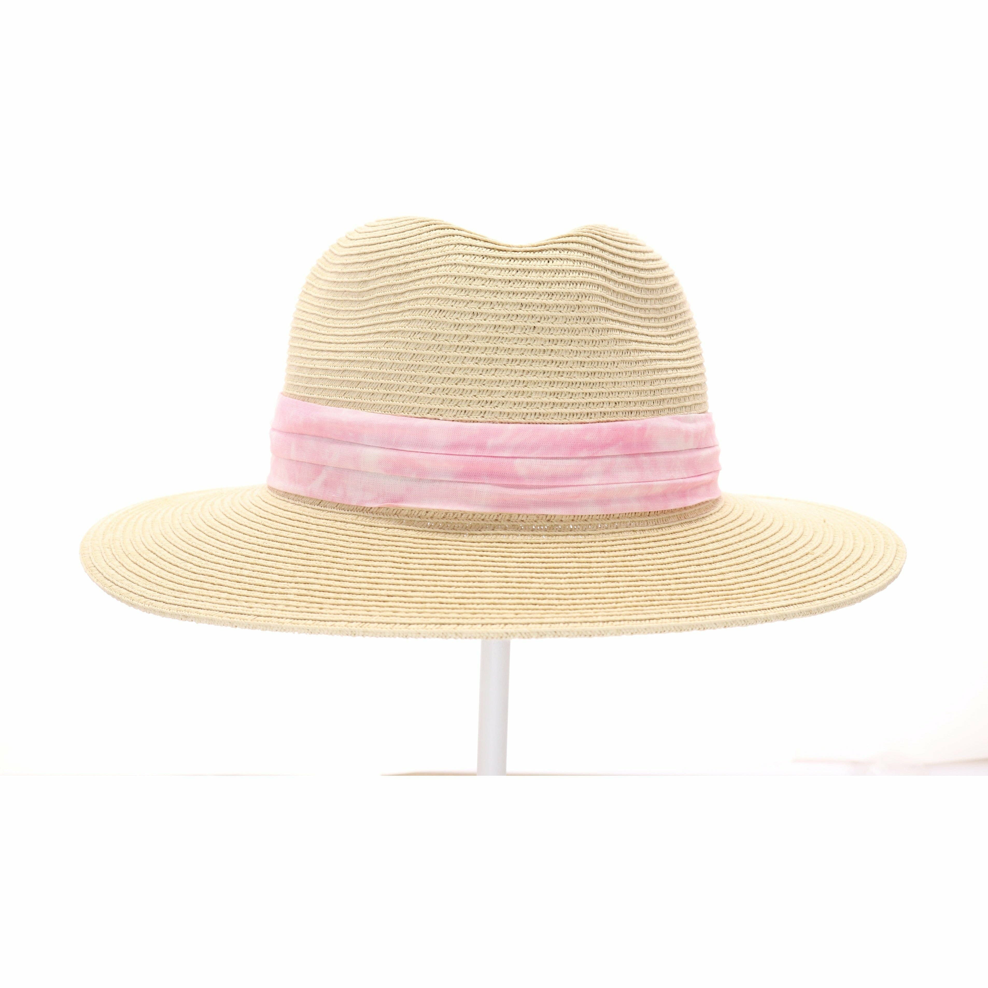 C.C Beanie - Wholesale Straw Hat - Women's - Tie Dye Band Straw Panama Hat ST8500