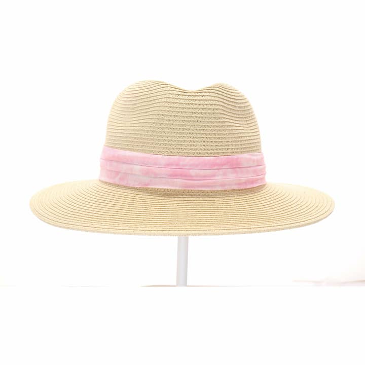 C.C Beanie - Wholesale Straw Hat - Women's - Tie Dye Band Straw Panama Hat ST850