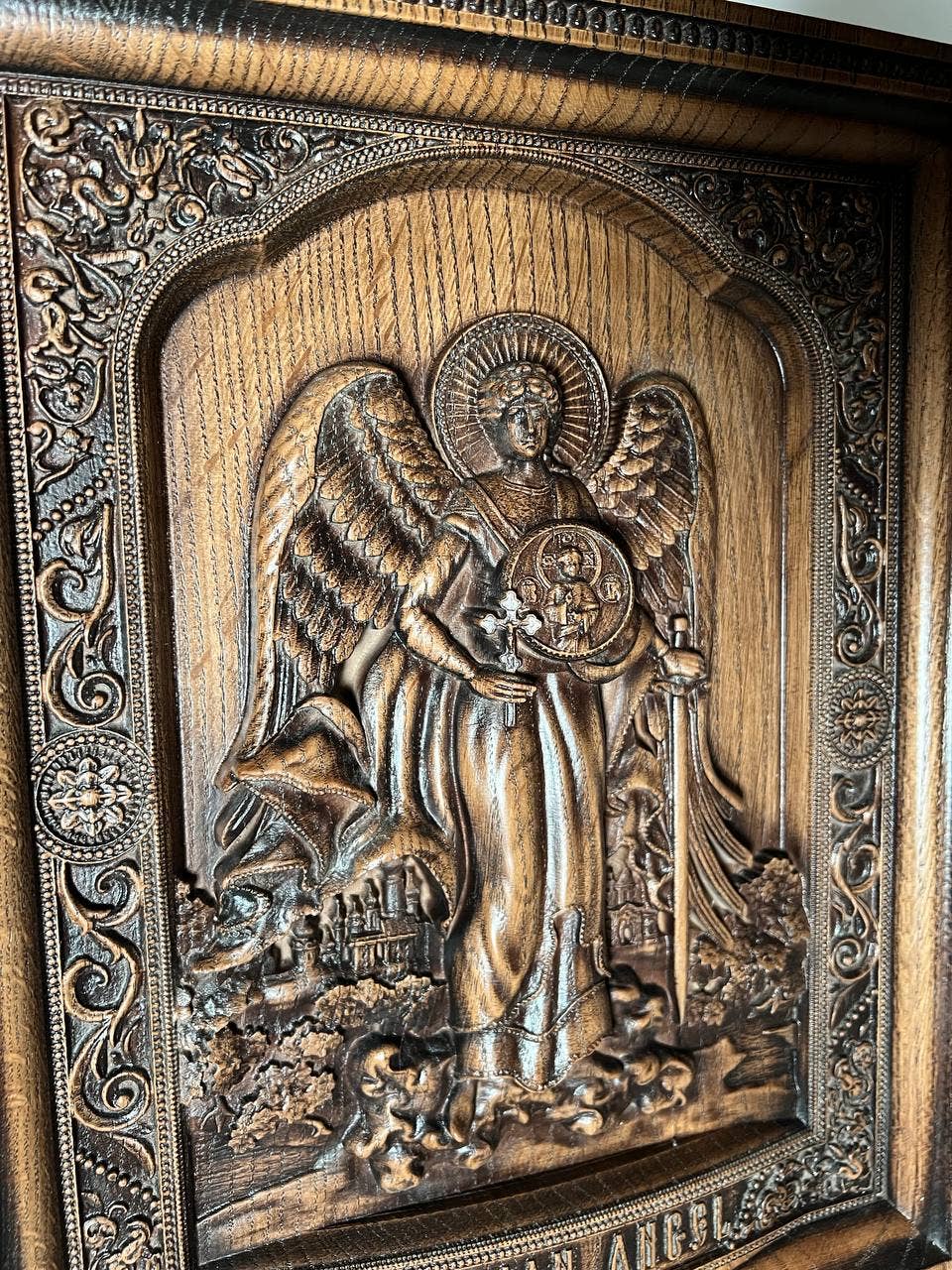 KozakWorkshop – wholesale Wall Accent – Guardian Angel wooden wall handmade decor christian art2