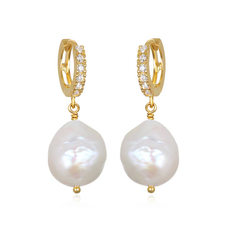 Amelia Rose Jewelry - Wholesale Huggie Earrings - Baroque Pearl Huggies