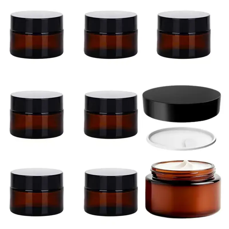 Jara Trading - Vente Pots - Pots en verre ambré pour cosmétiques, rangement, voyage, beauté1