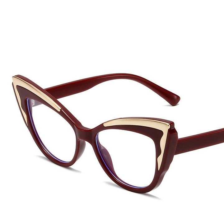 MKS America - Wholesale Eyeglasses - Women's - Large-Framed Cat-Eye Contrast Y2k Panelled Glasses1